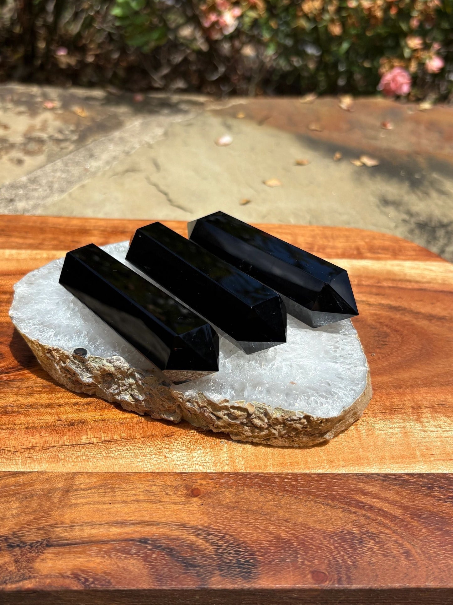 🖤Black Obsidian Double-Terminated Point – Protection • Cord Cutting • Grounded Strength