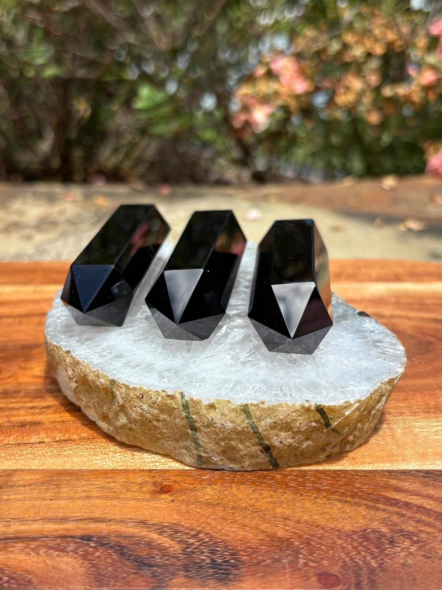 🖤Black Obsidian Double-Terminated Point – Protection • Cord Cutting • Grounded Strength