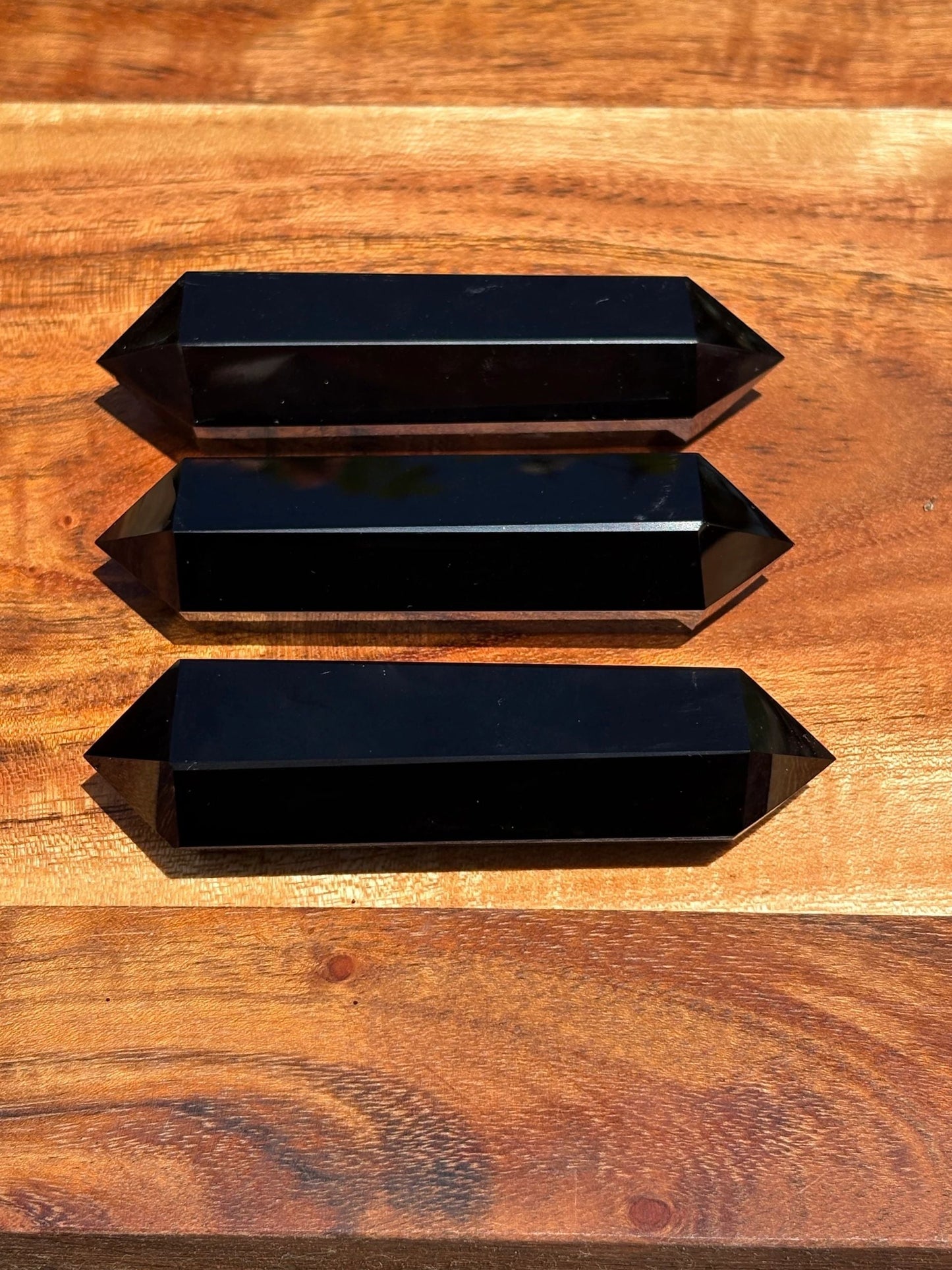 🖤Black Obsidian Double-Terminated Point – Protection • Cord Cutting • Grounded Strength