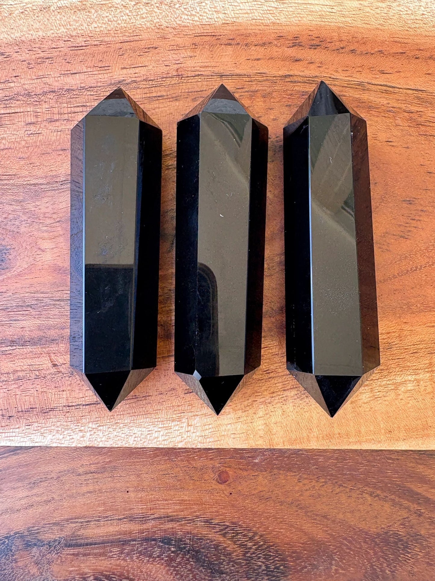 🖤Black Obsidian Double-Terminated Point – Protection • Cord Cutting • Grounded Strength