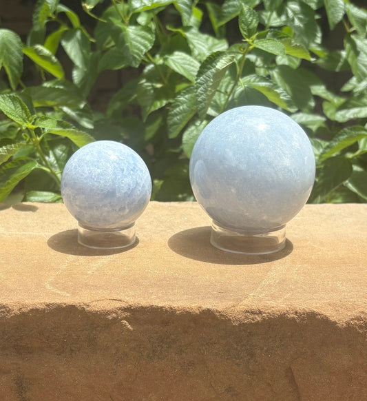 Blue Calcite Sphere Calm Wave | Emotional Balance, Gentle Clarity & Soothing Flow