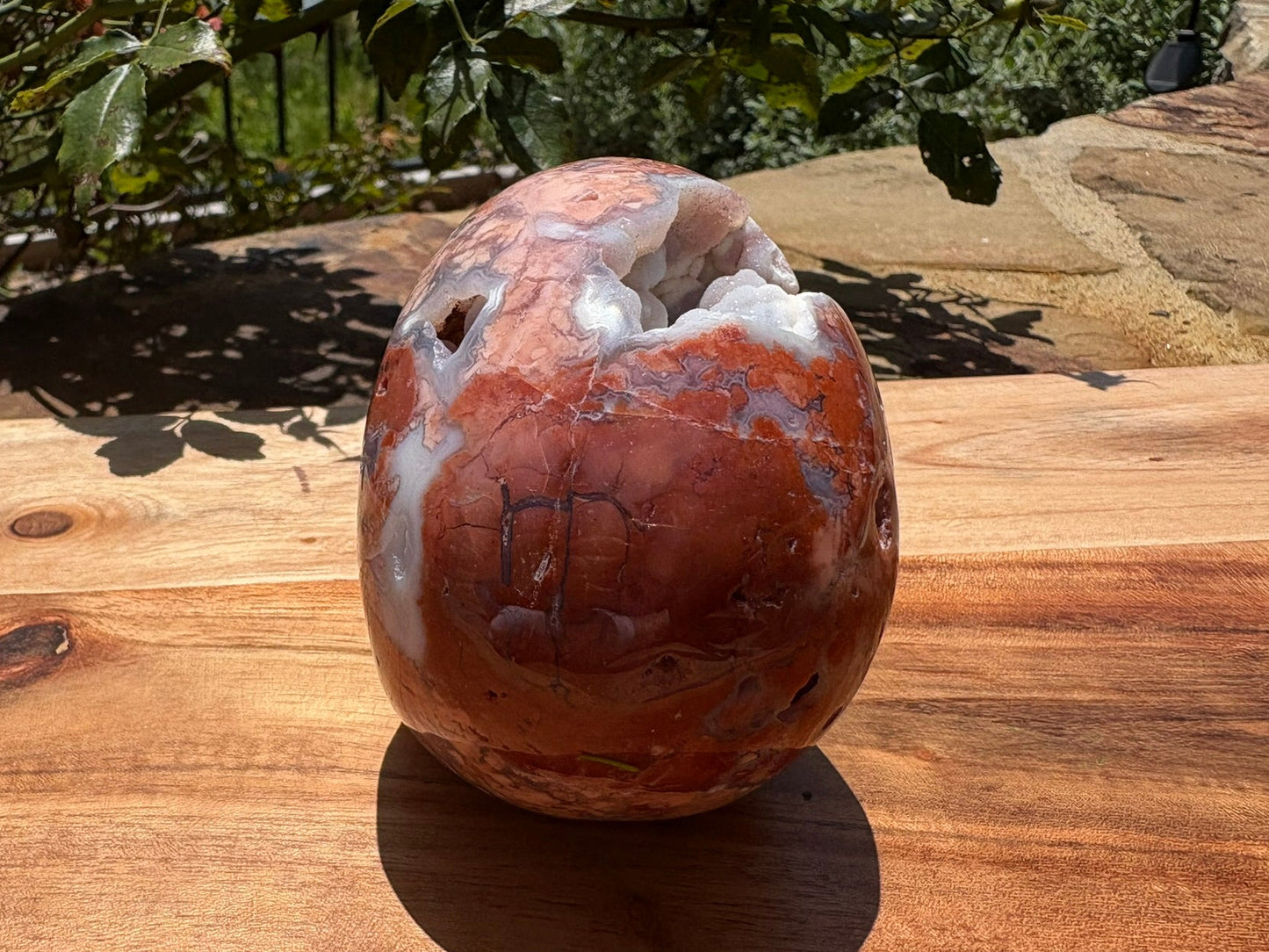 💀 Pink Petal Agate Skull with Druzy Crown – Grounded Joy, Ancient Wisdom & Spiraled Sparkle 1.58 lbs | 4" x 2.5" x 3.1" | Code: PA2