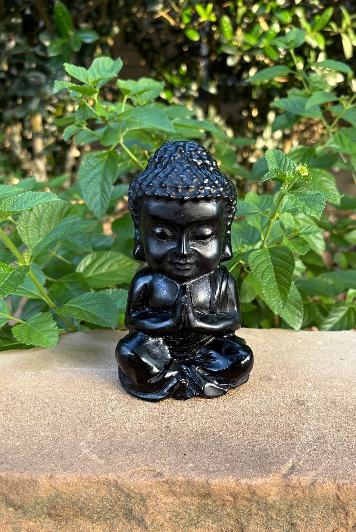 🖤 Black Obsidian Buddha Statue – Protection, Grounding & Spiritual Strength | 6" Carved Crystal