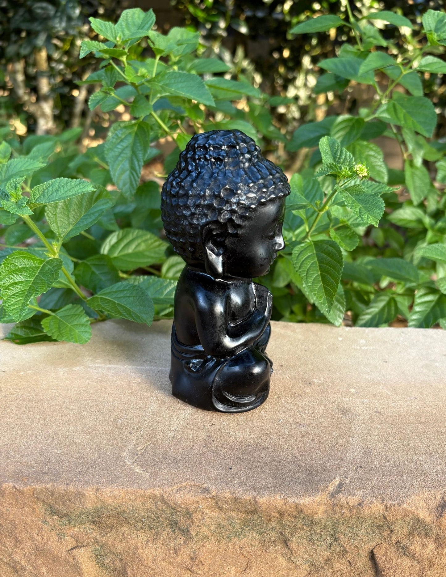 🖤 Black Obsidian Buddha Statue – Protection, Grounding & Spiritual Strength | 6" Carved Crystal