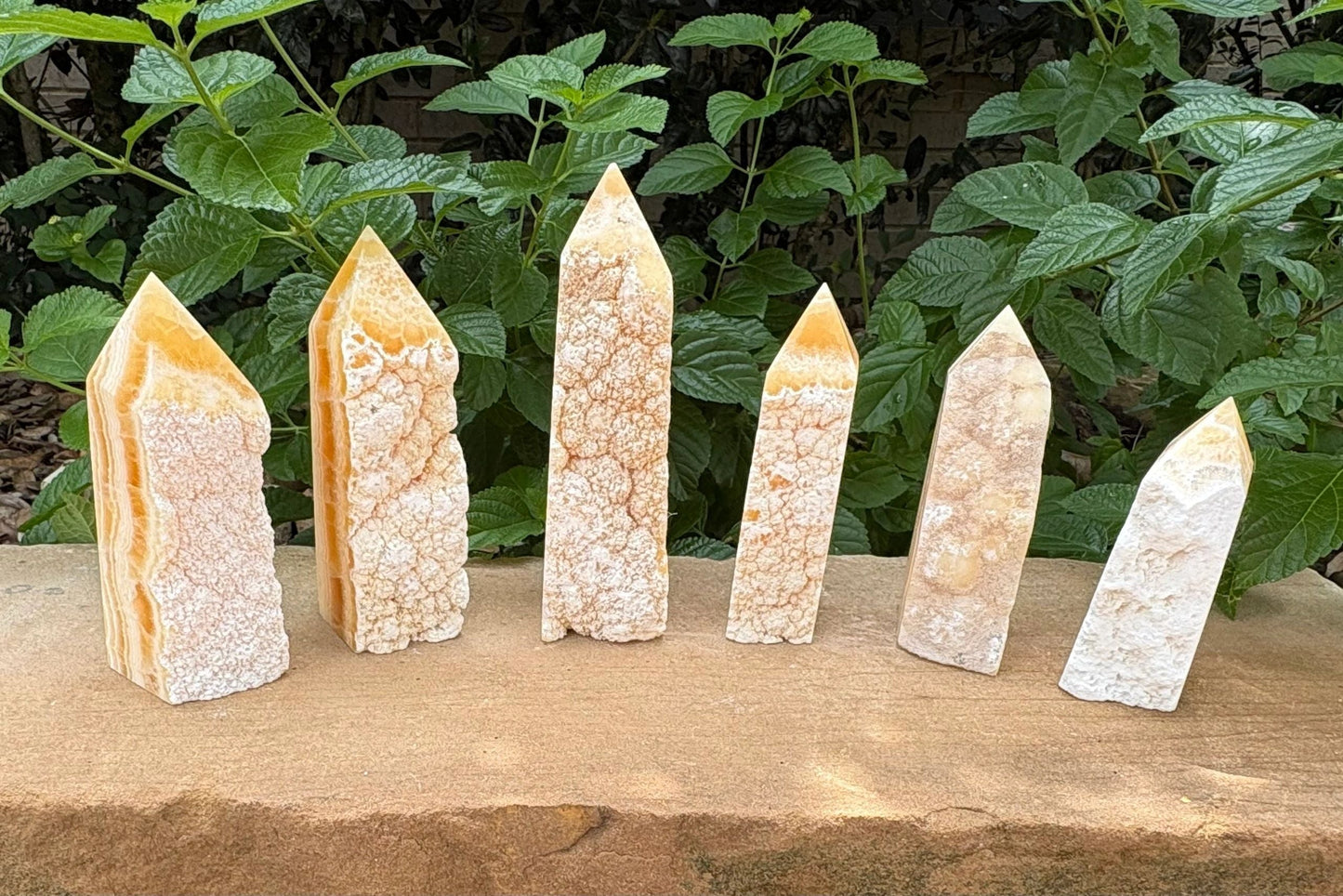 🍯 Yellow Calcite 5-Sided Raw Edge Tower – Confidence, Joy & Energy | Polished Point with Raw Edge