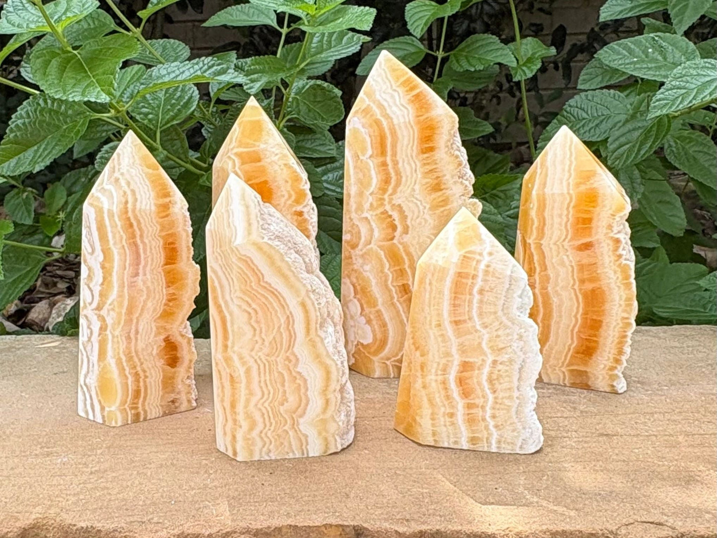 🍯 Yellow Calcite 5-Sided Raw Edge Tower – Confidence, Joy & Energy | Polished Point with Raw Edge
