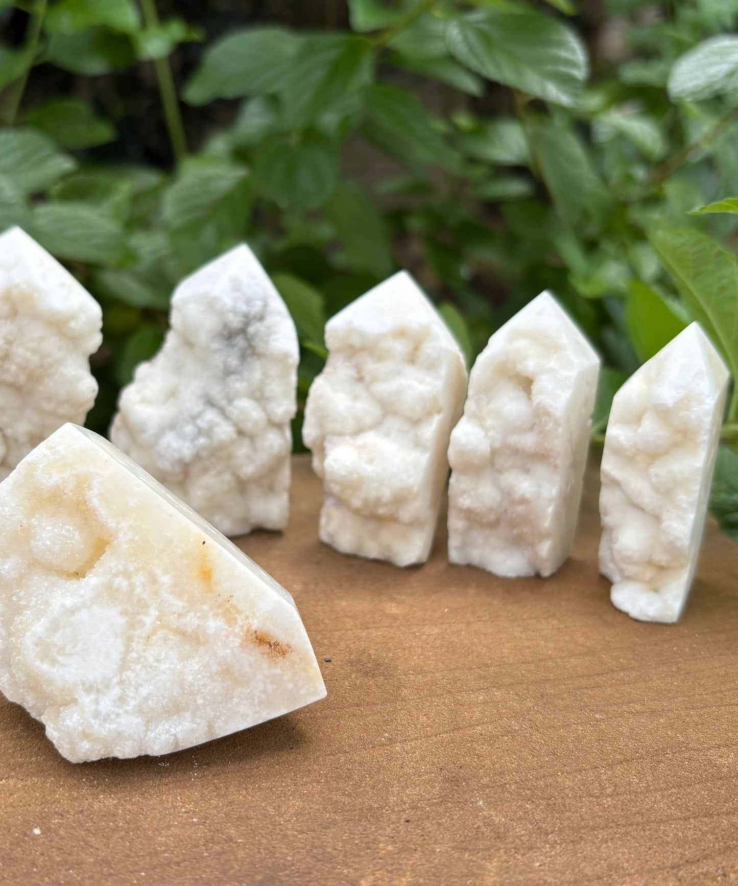 White Agate Raw Edge Crystal Tower – Polished Point with Raw Open Face Clarity | Protection | Grounding