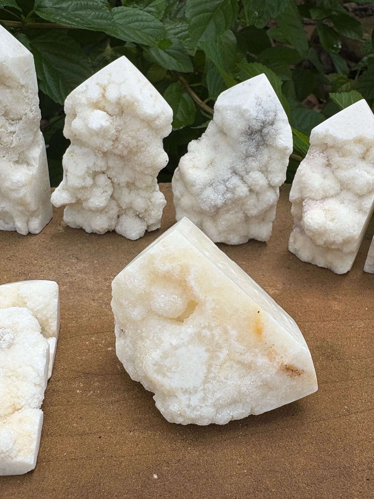 White Agate Raw Edge Crystal Tower – Polished Point with Raw Open Face Clarity | Protection | Grounding