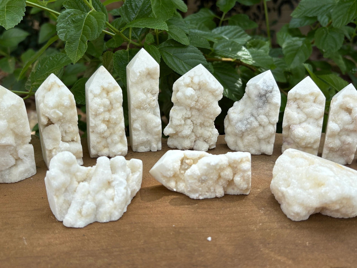 White Agate Raw Edge Crystal Tower – Polished Point with Raw Open Face Clarity | Protection | Grounding