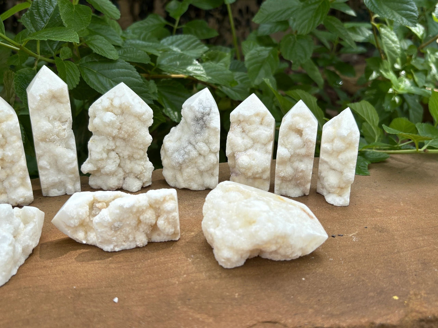 White Agate Raw Edge Crystal Tower – Polished Point with Raw Open Face Clarity | Protection | Grounding