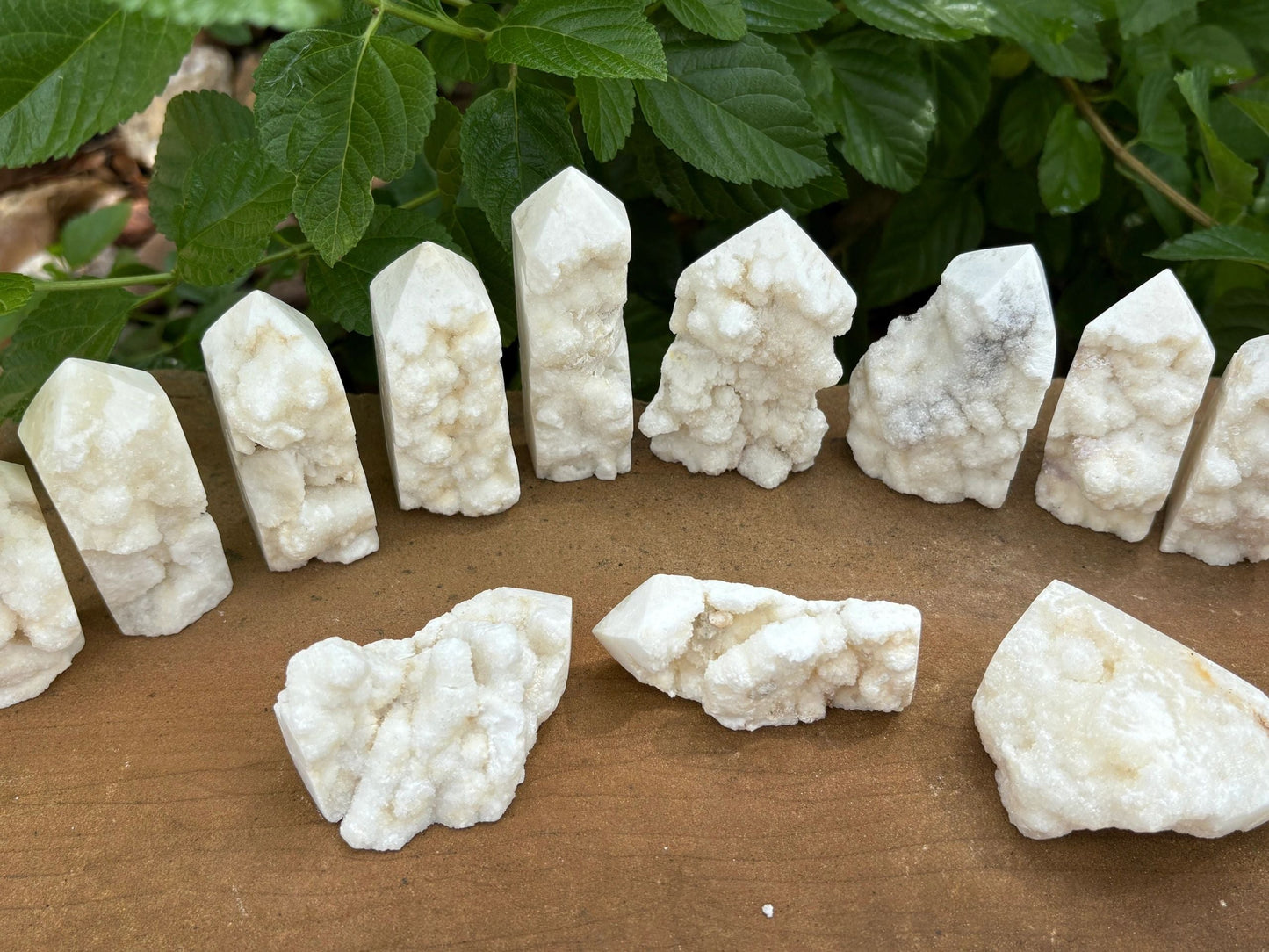 White Agate Raw Edge Crystal Tower – Polished Point with Raw Open Face Clarity | Protection | Grounding