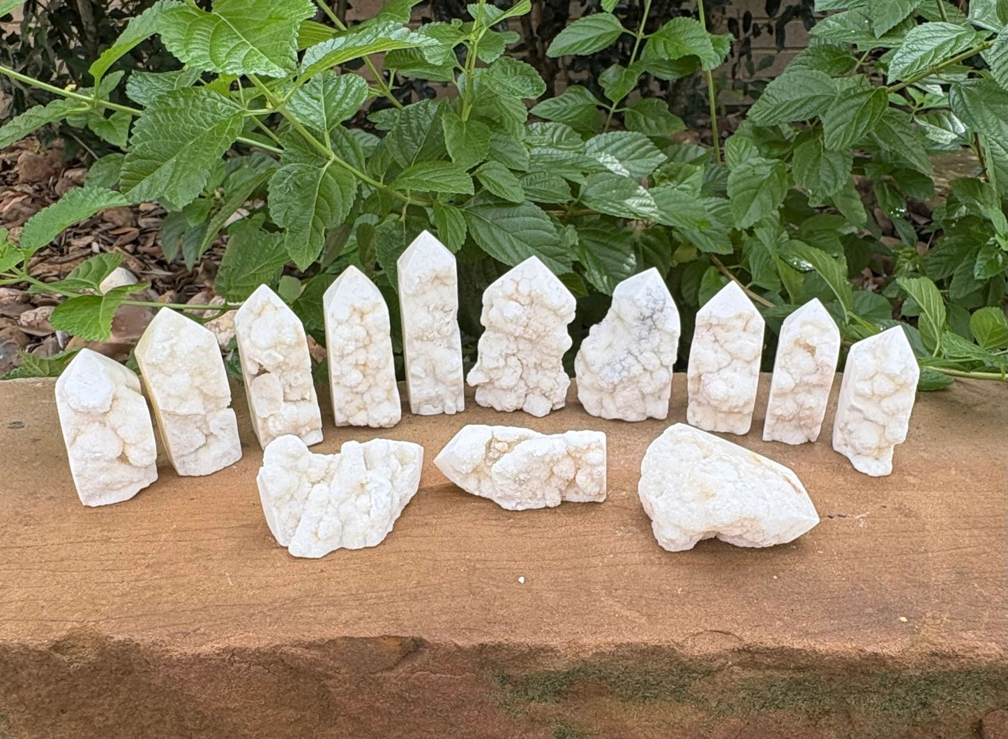 White Agate Raw Edge Crystal Tower – Polished Point with Raw Open Face Clarity | Protection | Grounding
