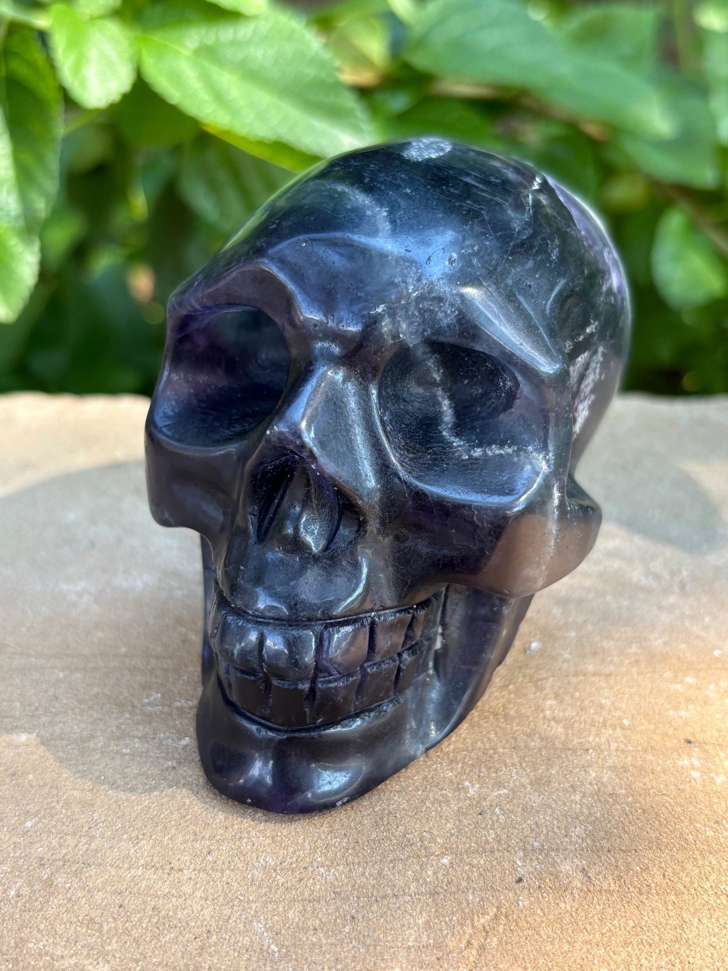 Ultra Violet UV Carved Fluorescent Crystal Rainbow Flourite Skull | Visionary Focus | Emotional Balance & Fluorescent Magic
