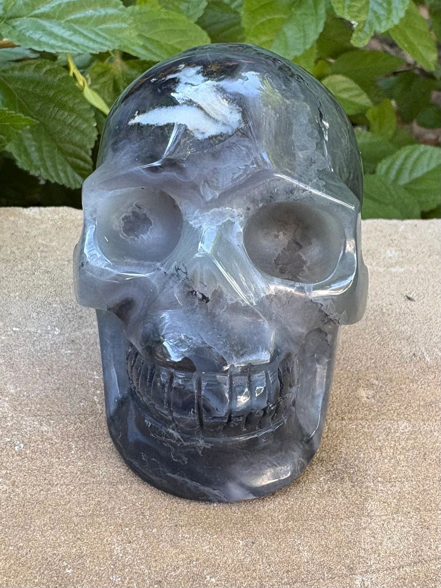🌋 UV Volcano Agate Skull – Transformation, Fire & Glow Power | 1.04 lbs