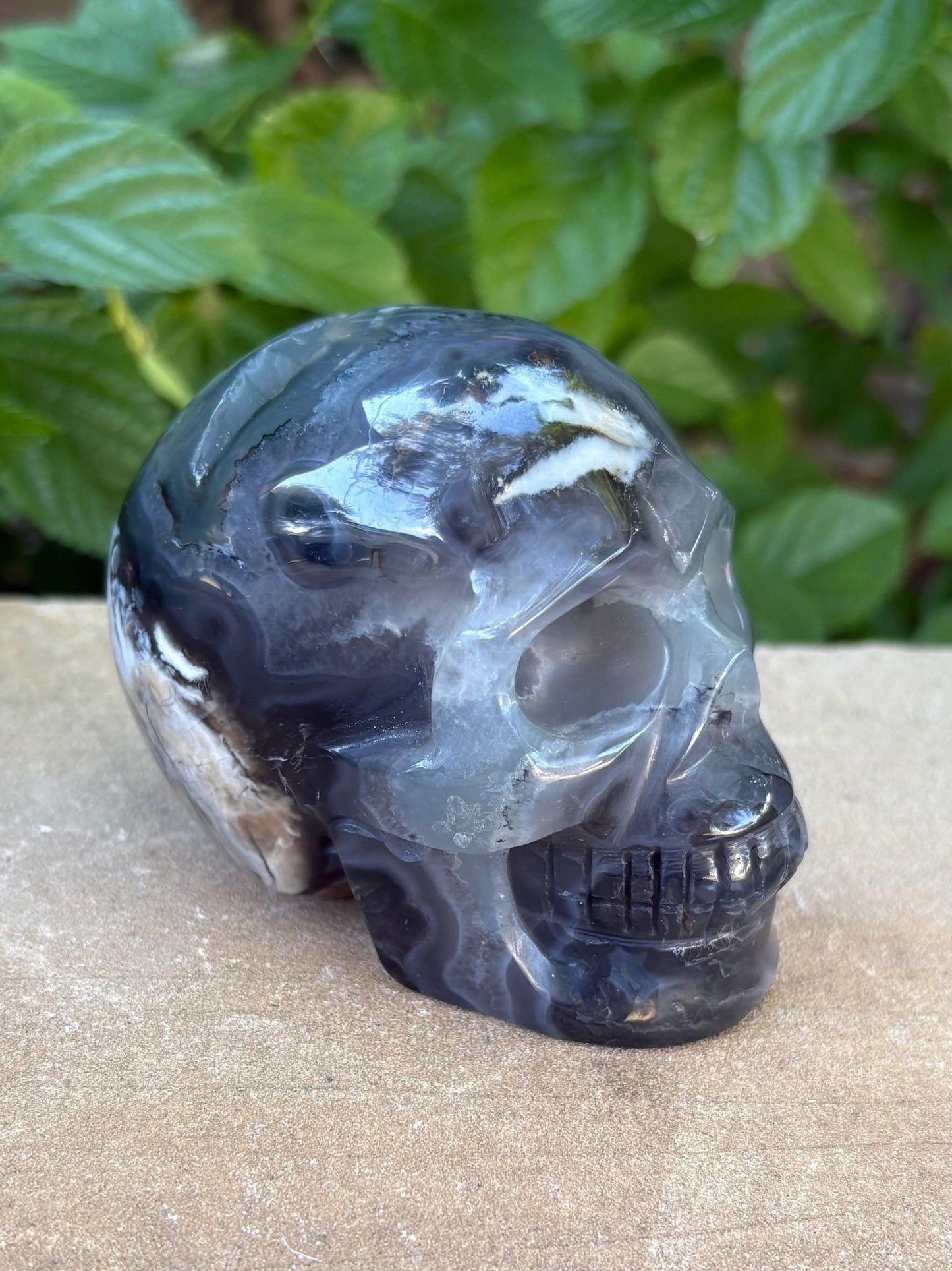 🌋 UV Volcano Agate Skull – Transformation, Fire & Glow Power | 1.04 lbs