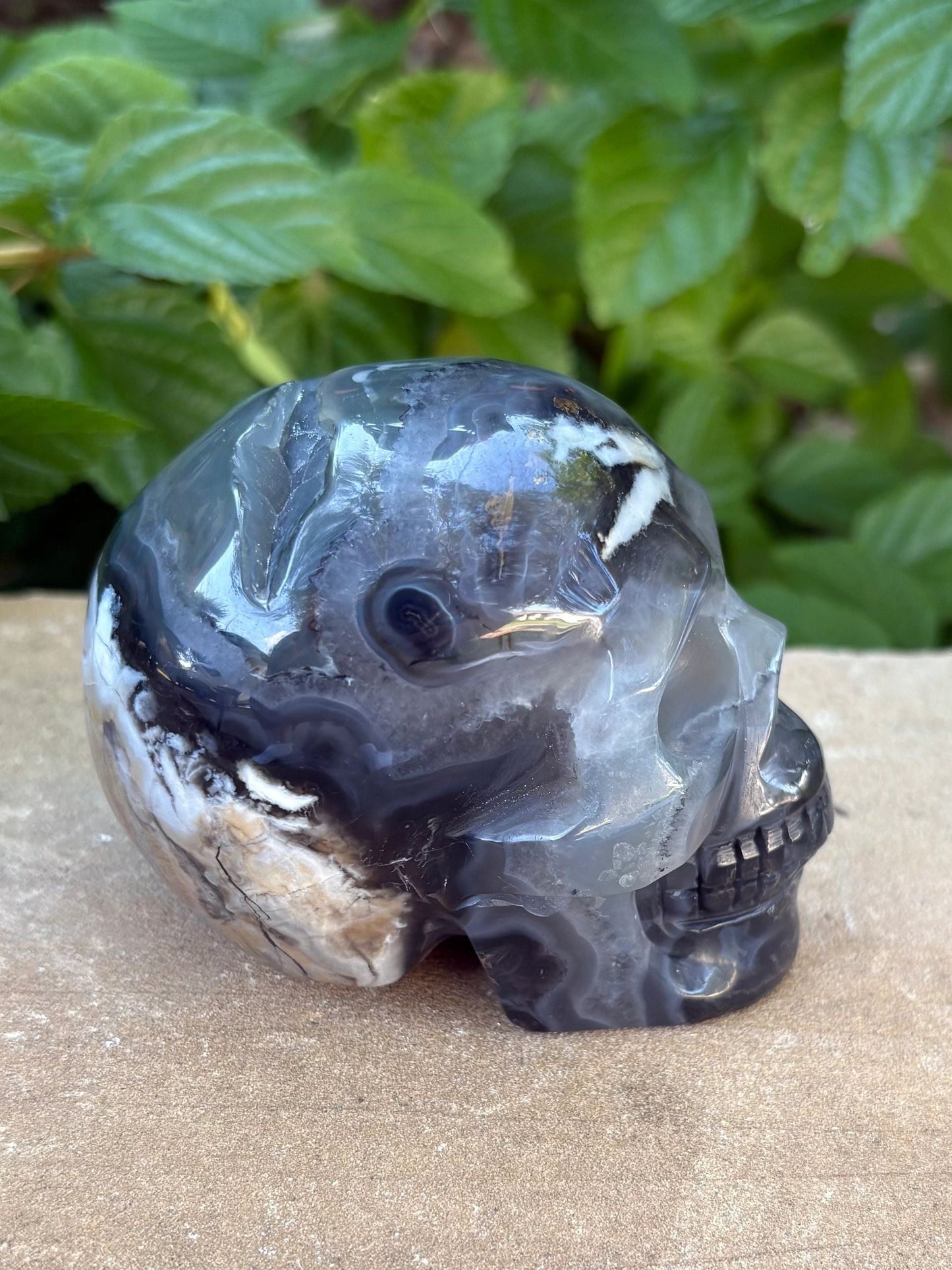 🌋 UV Volcano Agate Skull – Transformation, Fire & Glow Power | 1.04 lbs