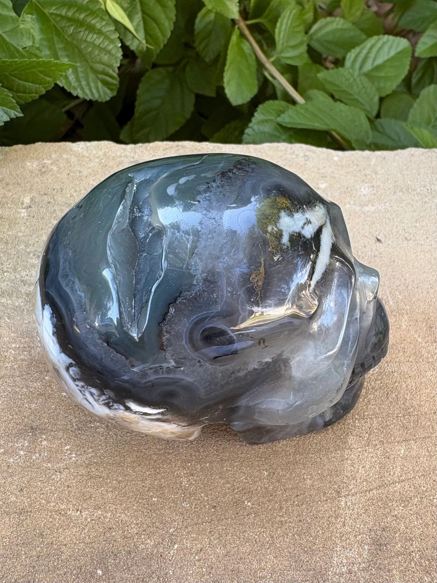 🌋 UV Volcano Agate Skull – Transformation, Fire & Glow Power | 1.04 lbs
