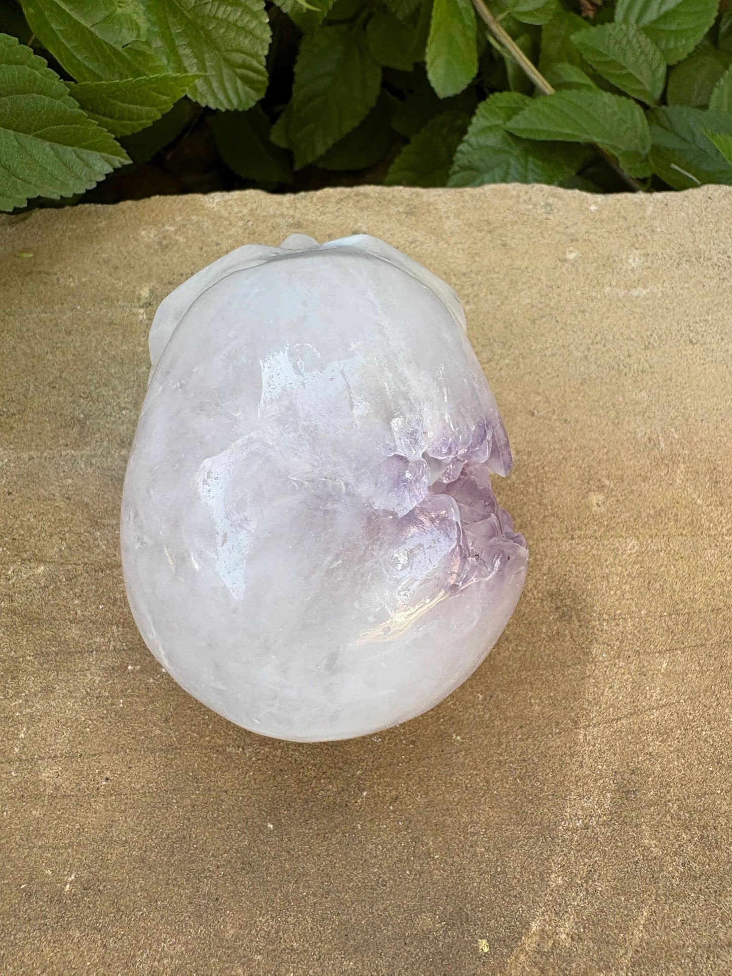 💜 Amethyst Agate Skull with Sparkling Druzy & Grey Agate Marking – Clarity, Wisdom & Glow | 1.25 lbs.