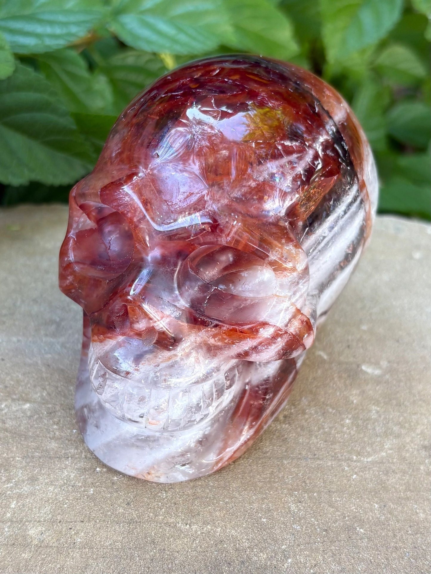 🔥 Fire Quartz Crystal Skull – Protection, Courage & Fiery Vitality | Hand-Carved Skull