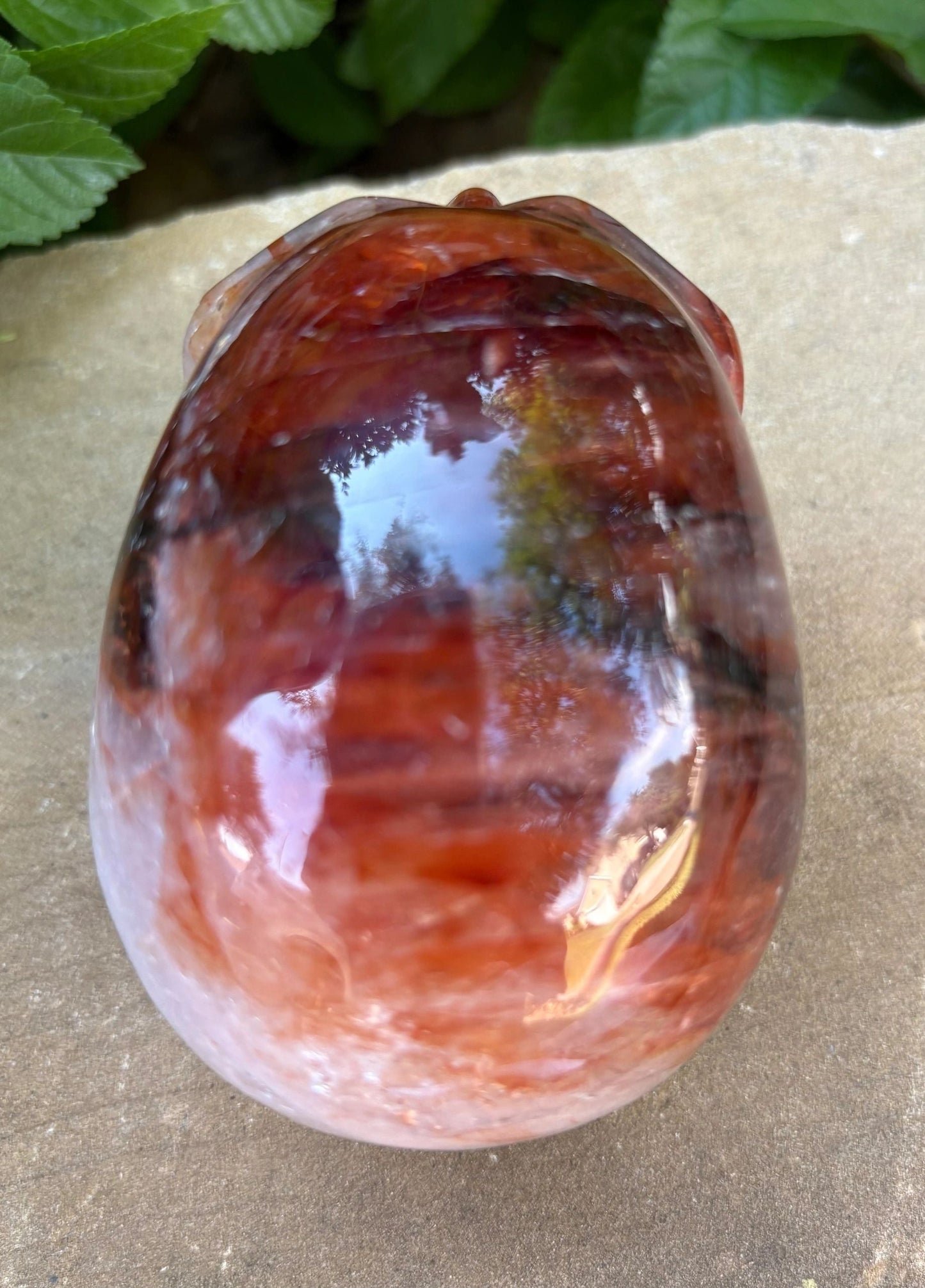 🔥 Fire Quartz Crystal Skull – Protection, Courage & Fiery Vitality | Hand-Carved Skull