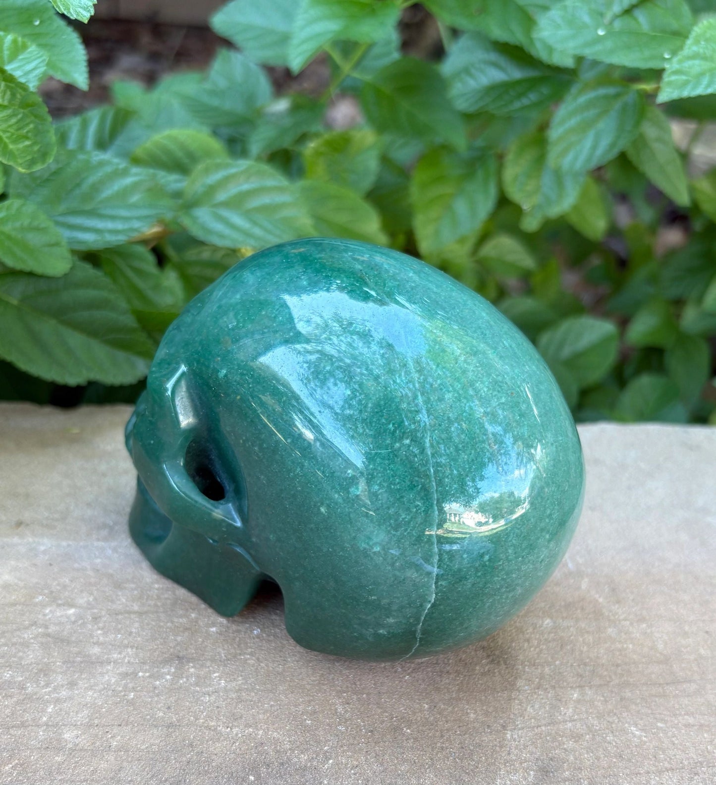 🌿 Green Aventurine Skull with Hollow Jaw – Prosperity, Courage & Glow-Up Energy | 2.32 lbs Luck | Healing | Earth Swagger