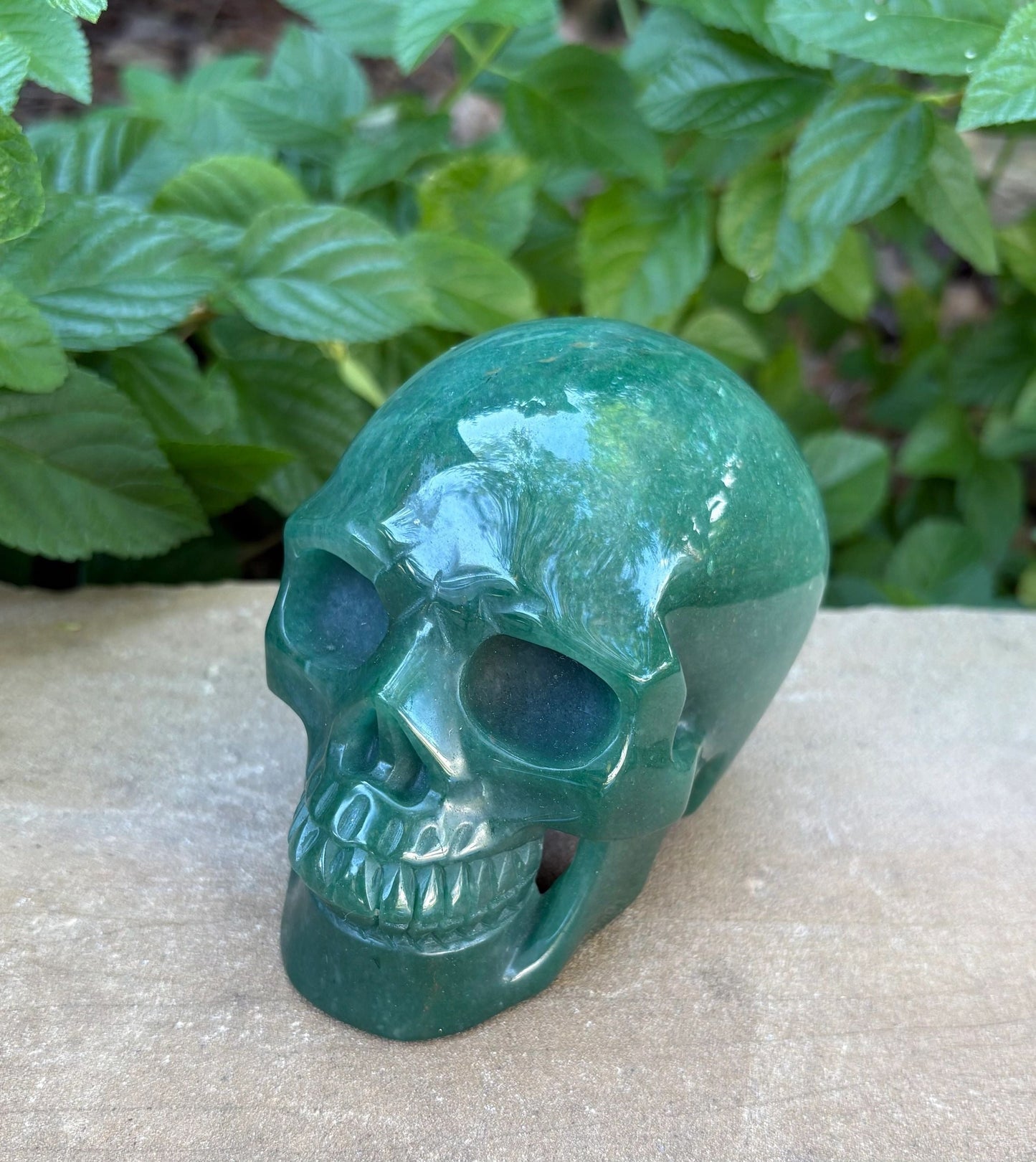 🌿 Green Aventurine Skull with Hollow Jaw – Prosperity, Courage & Glow-Up Energy | 2.32 lbs Luck | Healing | Earth Swagger