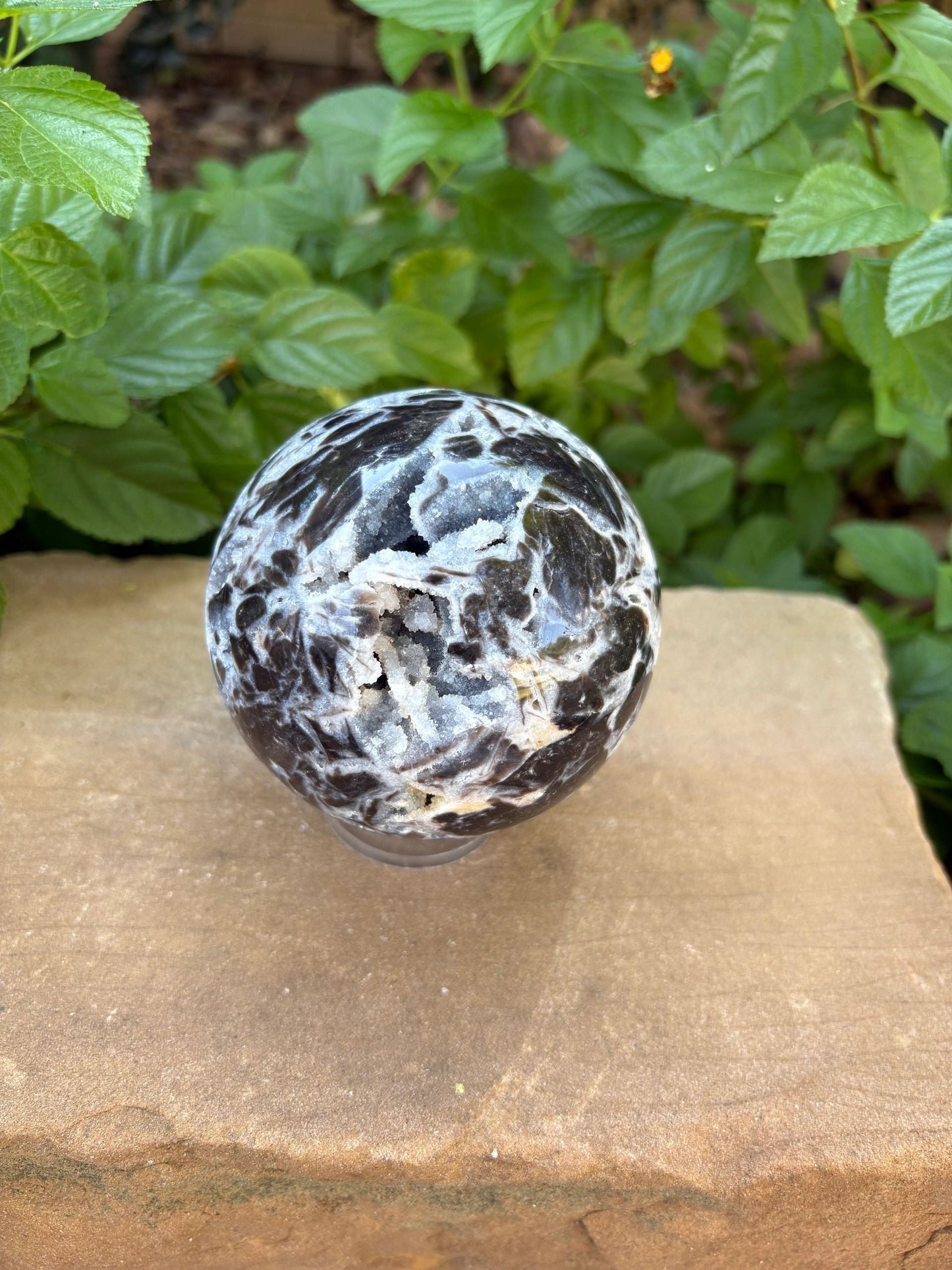 💎2.1 lb. Sphalerite Sphere with Sparkling Blue-Grey Druzy – Grounding, Transformation & Cosmic Glow Balance | Energy | Protection