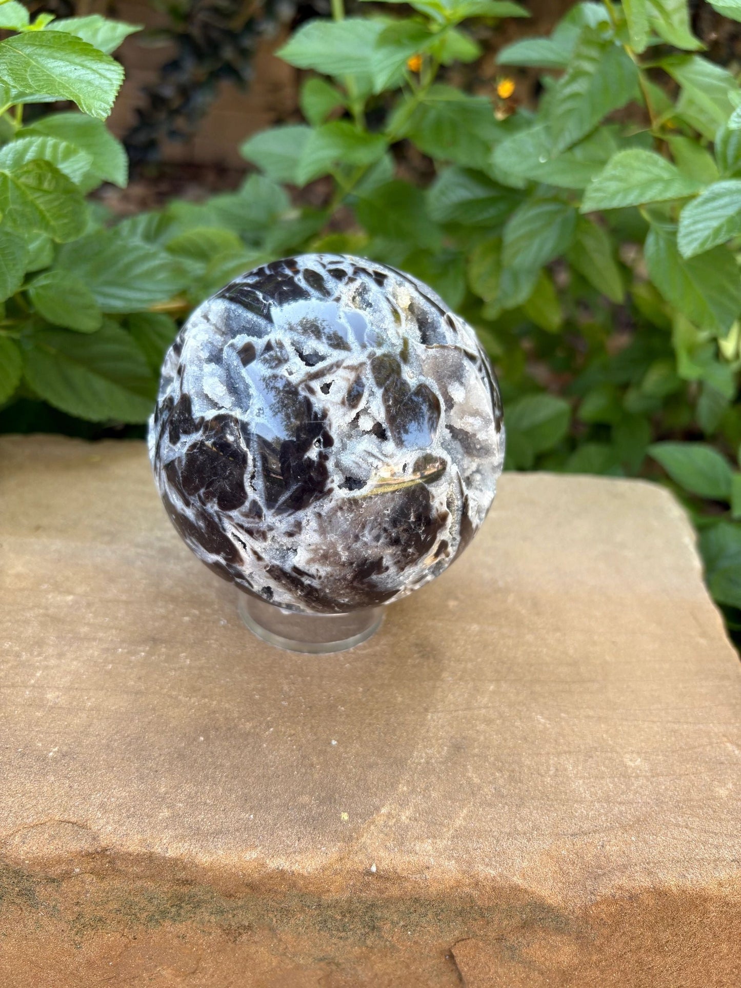 💎2.1 lb. Sphalerite Sphere with Sparkling Blue-Grey Druzy – Grounding, Transformation & Cosmic Glow Balance | Energy | Protection