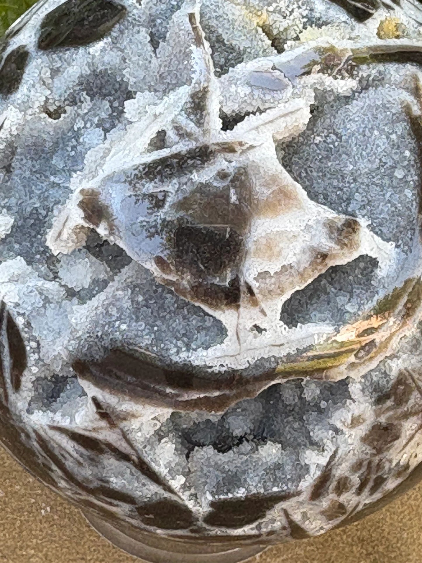 💎2.1 lb. Sphalerite Sphere with Sparkling Blue-Grey Druzy – Grounding, Transformation & Cosmic Glow Balance | Energy | Protection