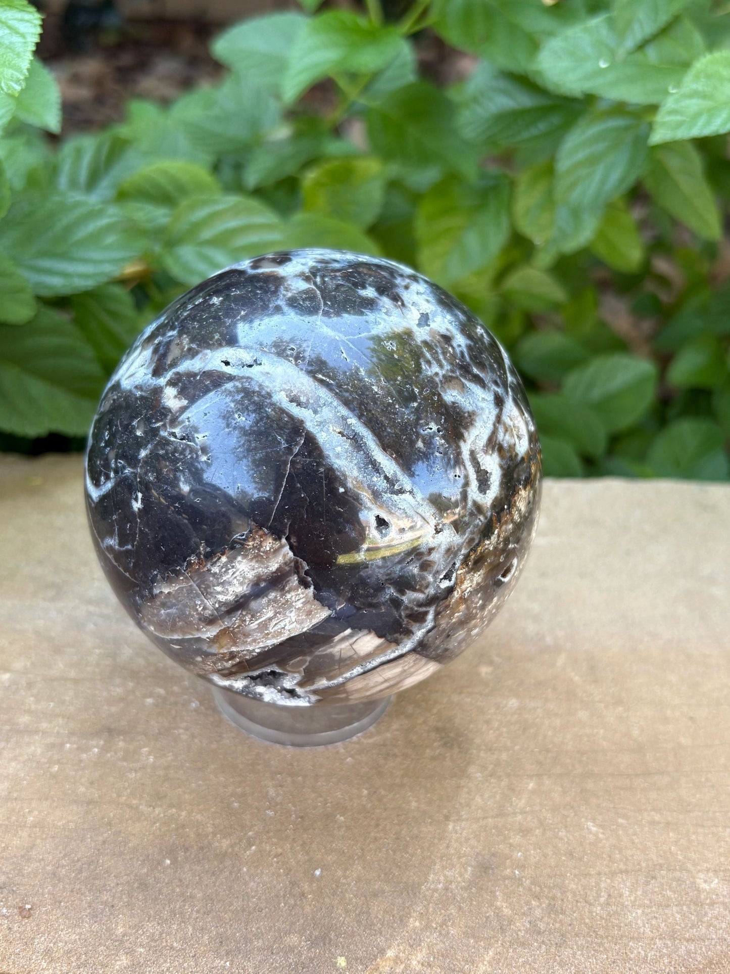💎 2.35 lbs. Sphalerite Sphere with Sparkling Blue-Grey Druzy – Grounding, Transformation & Cosmic Glow Balance | Energy | Protection