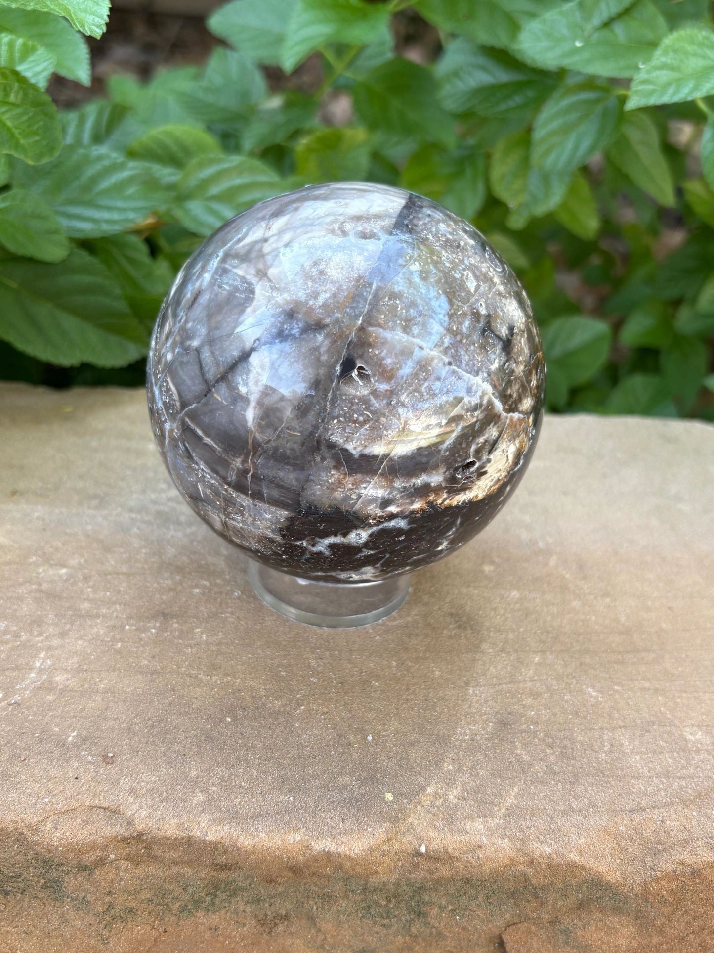 💎 2.35 lbs. Sphalerite Sphere with Sparkling Blue-Grey Druzy – Grounding, Transformation & Cosmic Glow Balance | Energy | Protection