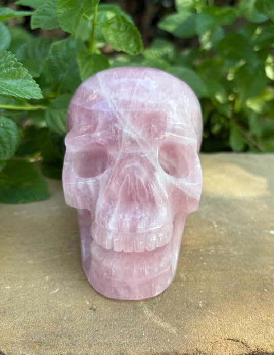💗 2.44 lb. Madagascar Rose Quartz Skull – Love, Compassion & Cosmic Sass | 4.4"