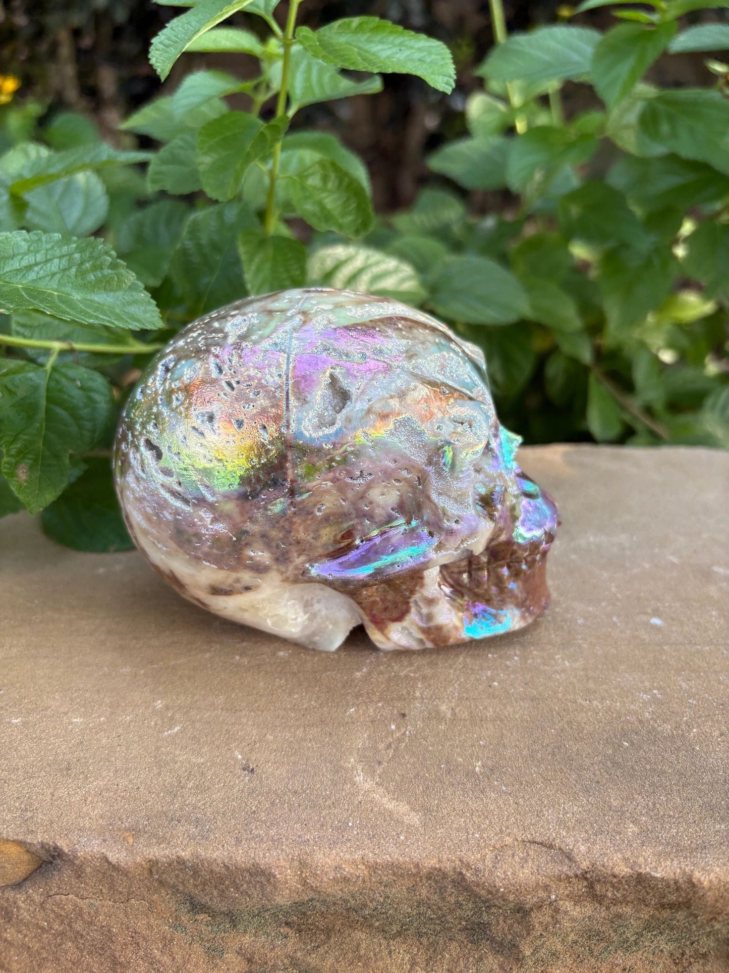 2.08lb. Titanium Aura Sphalerite Skull – Joyful Alchemy, Energetic Balance & Cosmic Shielding