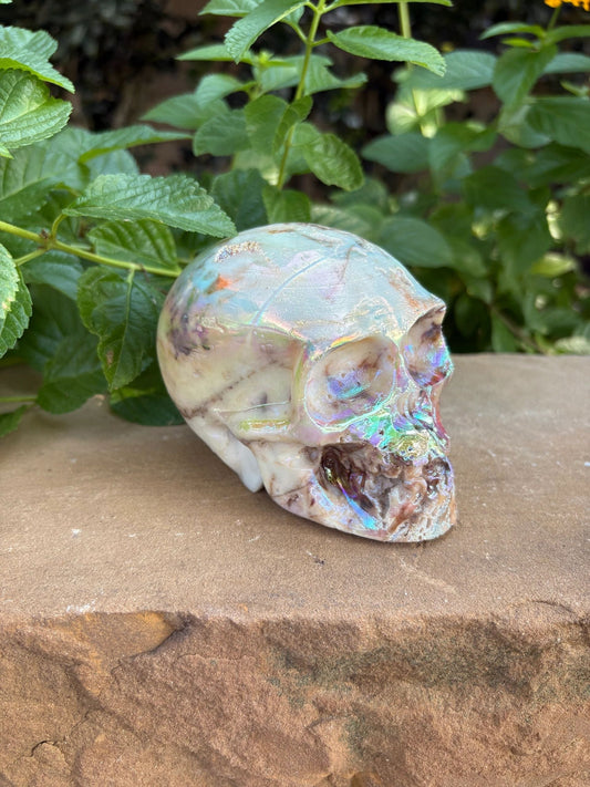 🌈 Titanium Aura Skull with Cavern Grin – Transformation, Protection & Shield| 2.01 lbs.