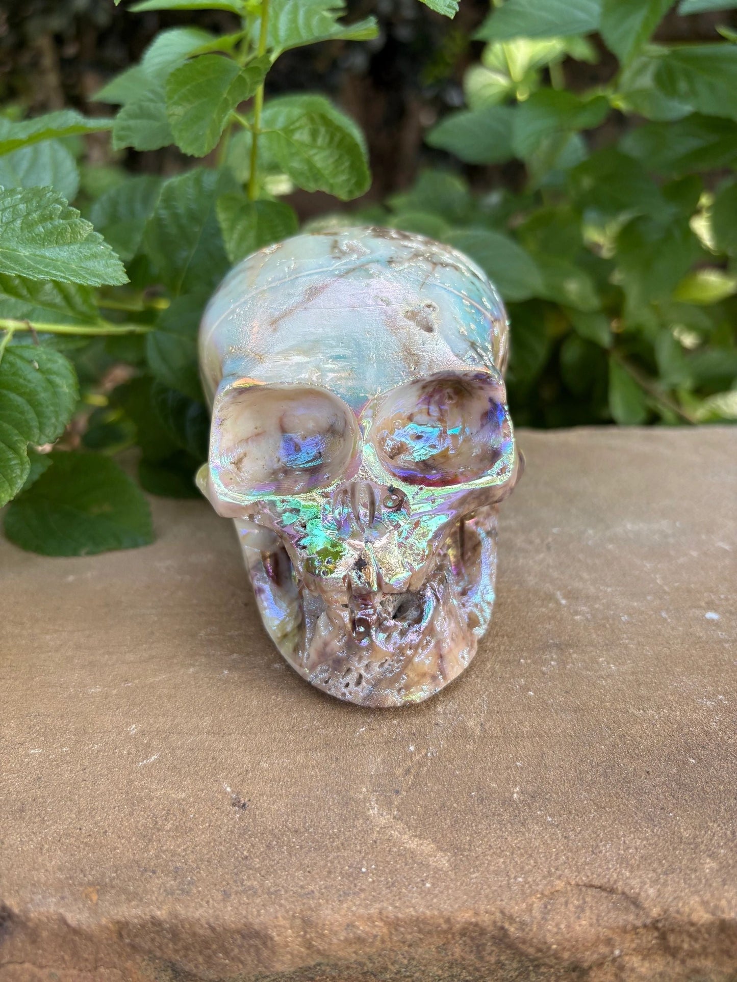 🌈 Titanium Aura Skull with Cavern Grin – Transformation, Protection & Shield| 2.01 lbs.