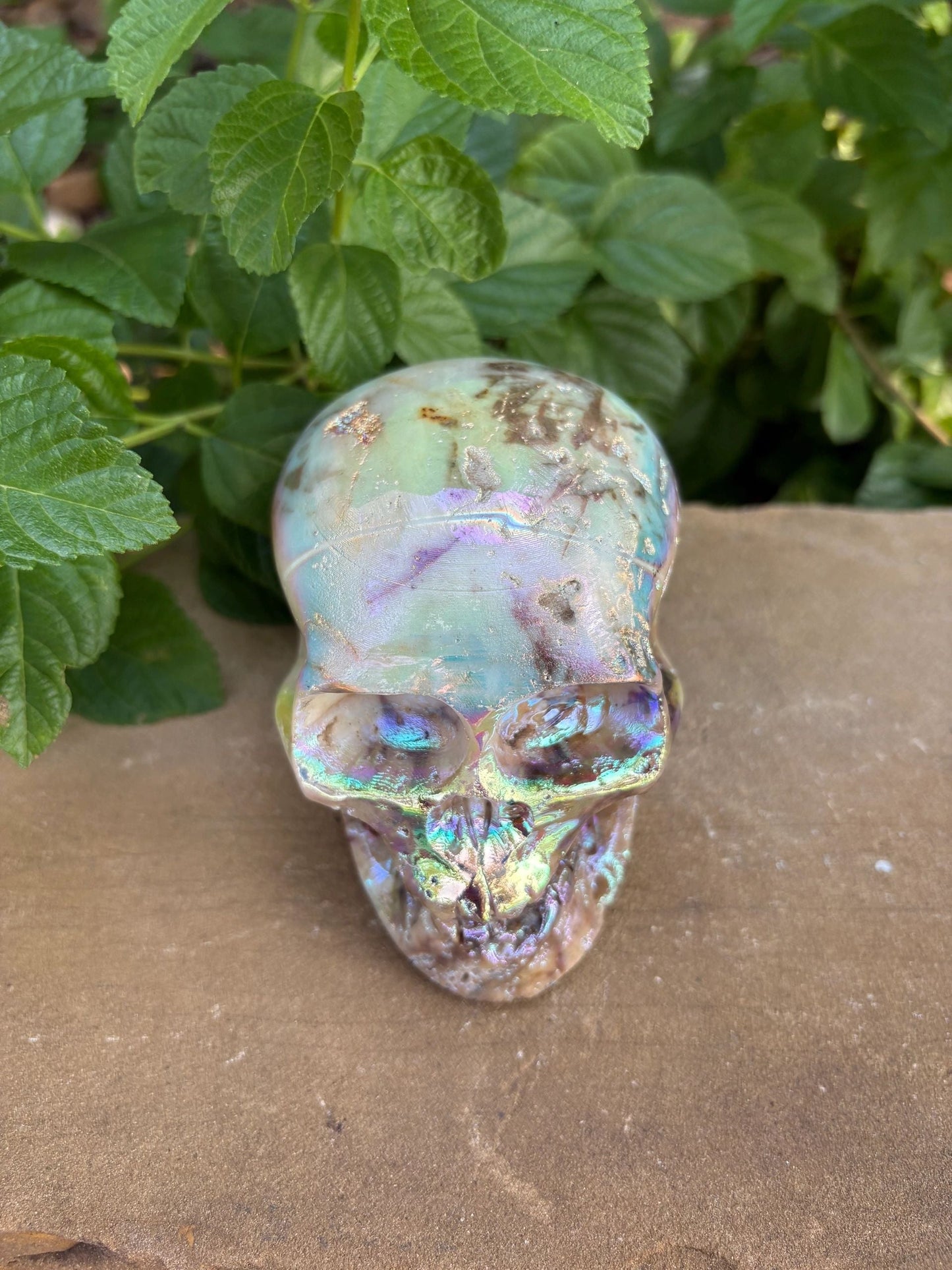 🌈 Titanium Aura Skull with Cavern Grin – Transformation, Protection & Shield| 2.01 lbs.