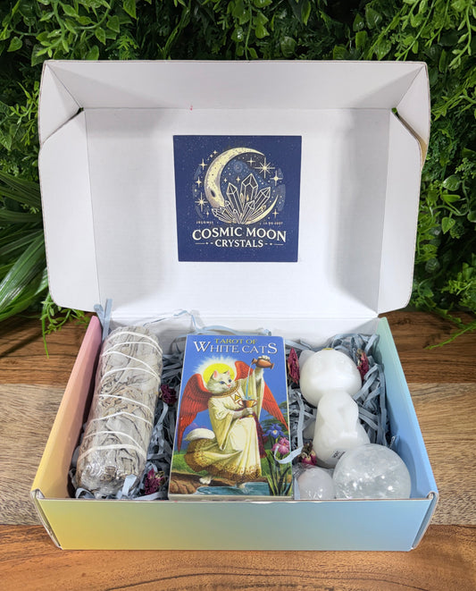 The White Cat Tarot & Crystal Kit - Intuition • Clarity • Energetic Cleansing