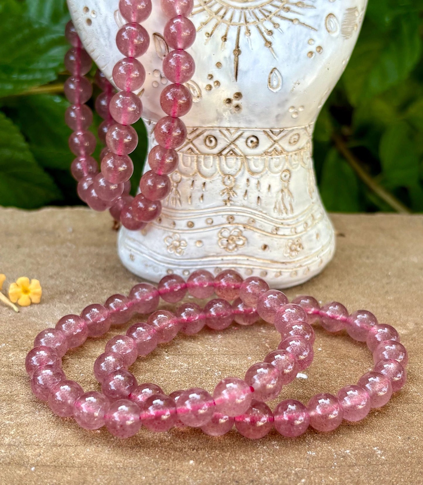 🍓 8mm Strawberry Quartz Crystal Bracelet – Joy, Love &  Compassion