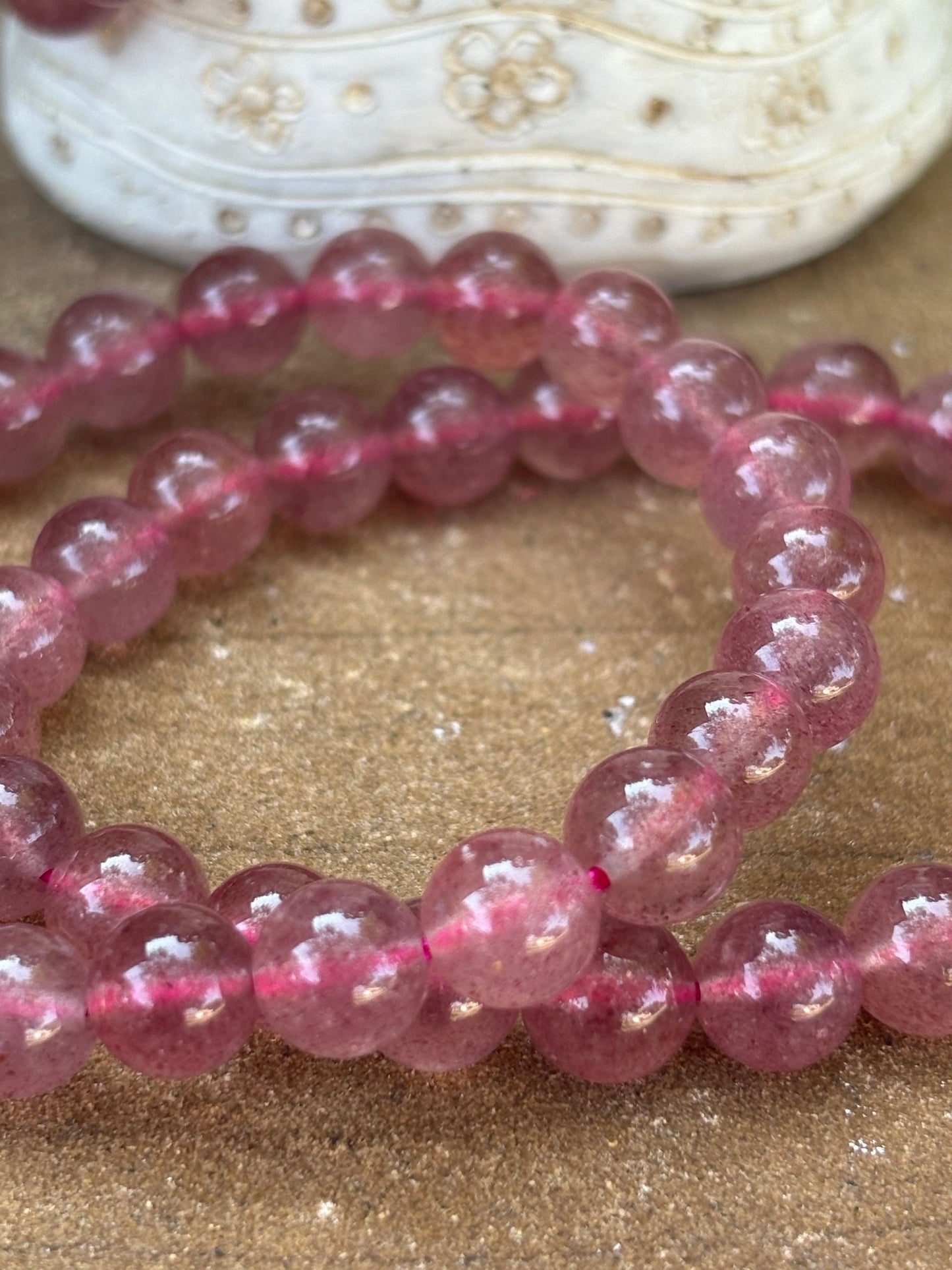 🍓 8mm Strawberry Quartz Crystal Bracelet – Joy, Love &  Compassion