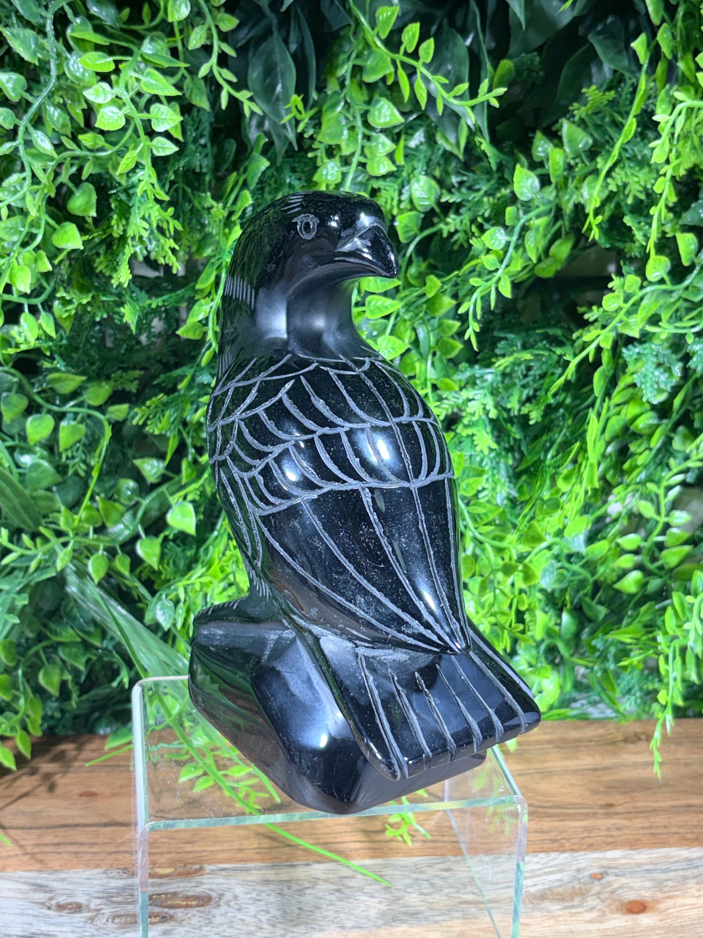 Hand-Carved Black Obsidian Raven Protection • Wisdom • Intuition