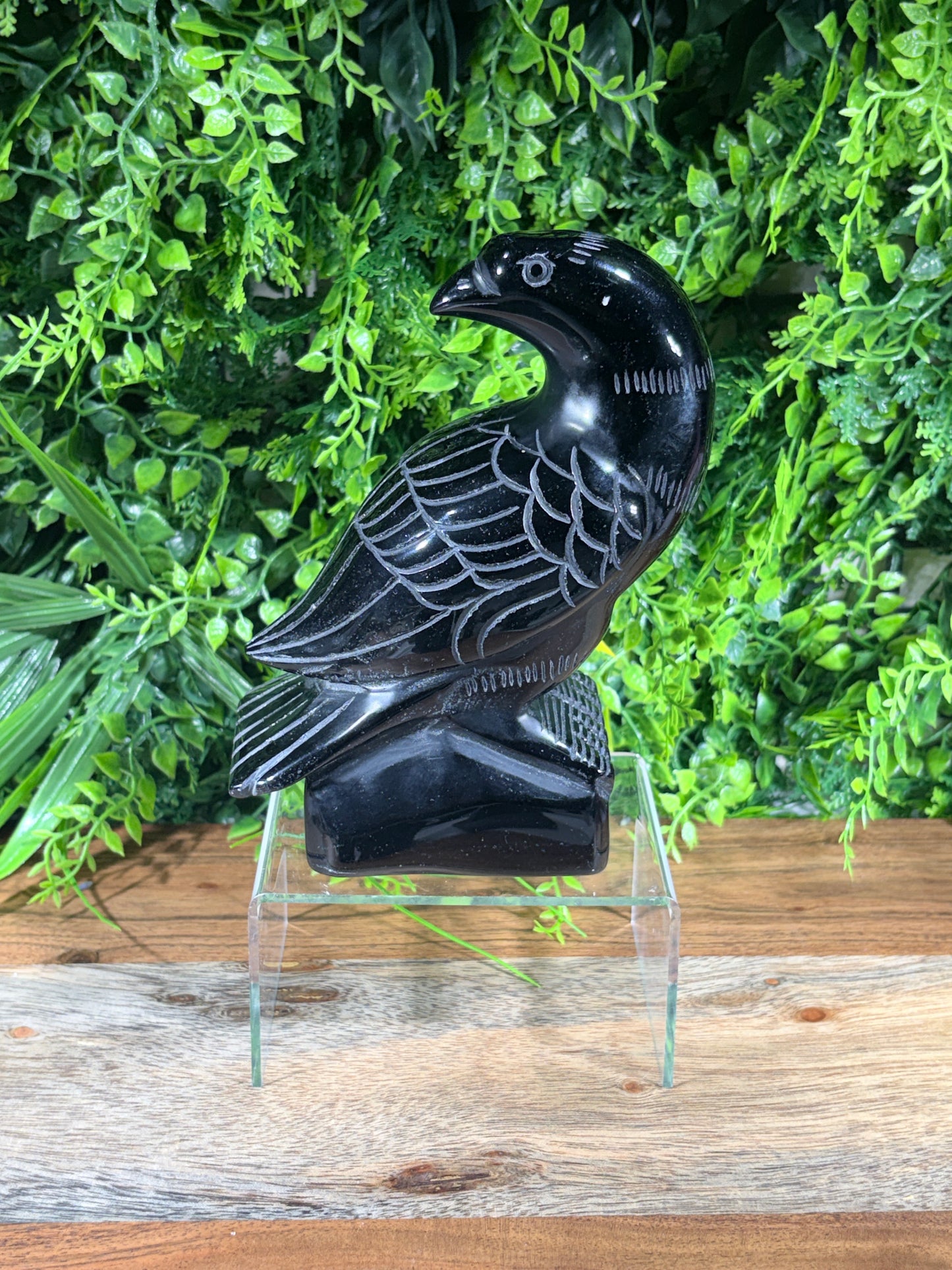 Hand-Carved Black Obsidian Raven Protection • Wisdom • Intuition
