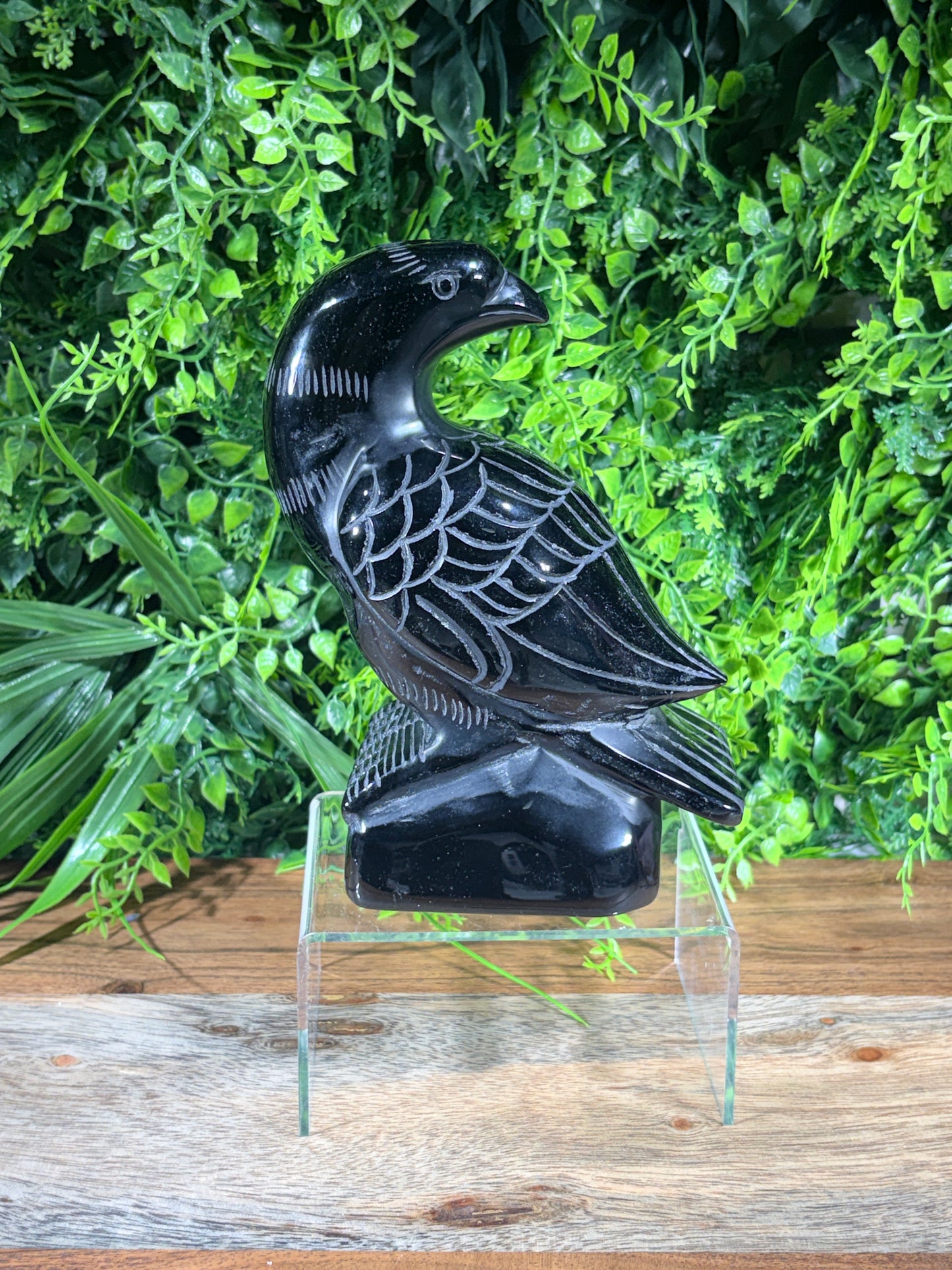 Hand-Carved Black Obsidian Raven Protection • Wisdom • Intuition