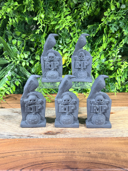 Matte Black Obsidian Raven Gravestones -Tombstone | Protection • Wisdom • Transformation