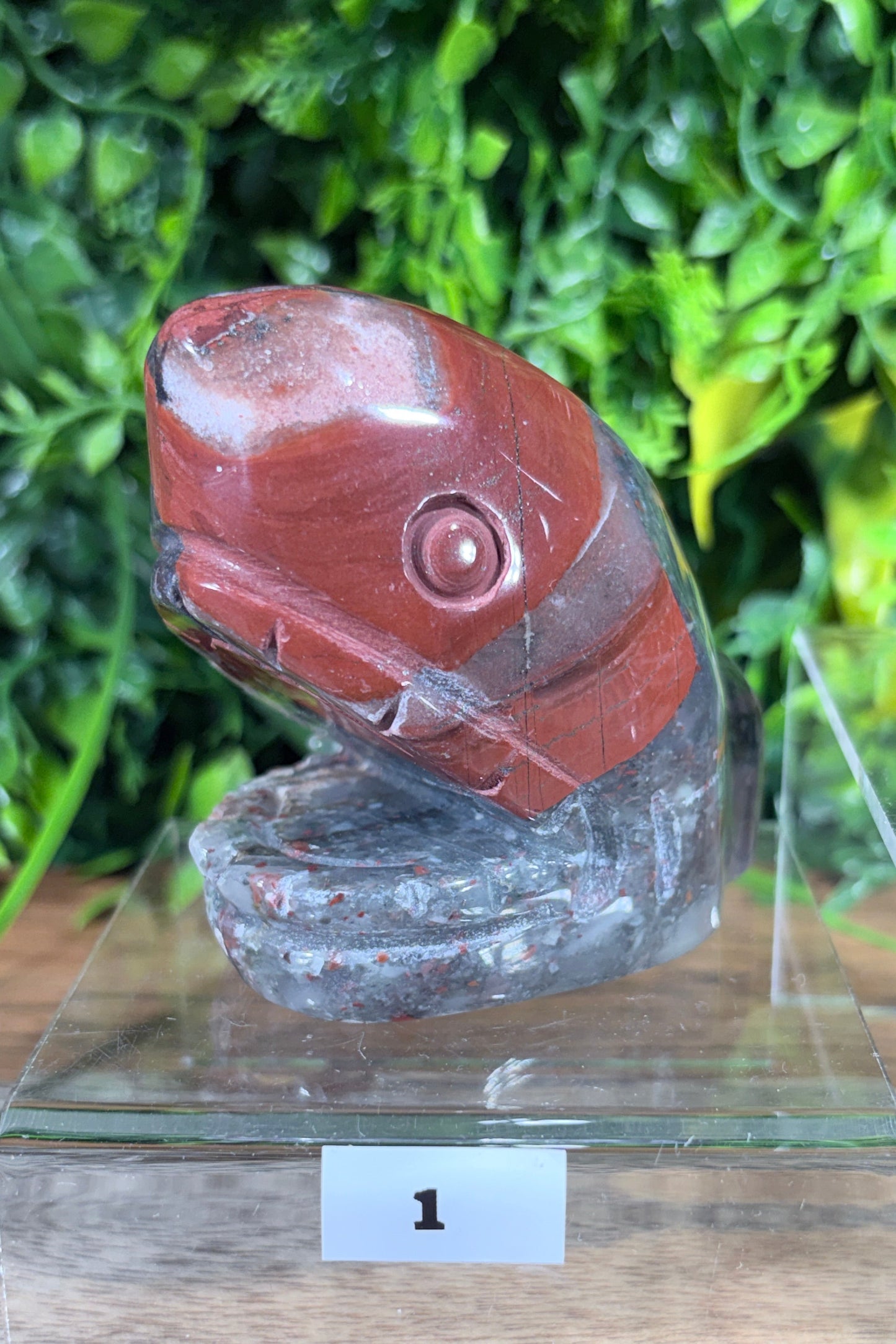 African Bloodstone Shark Head - Courage • Strength • Protection