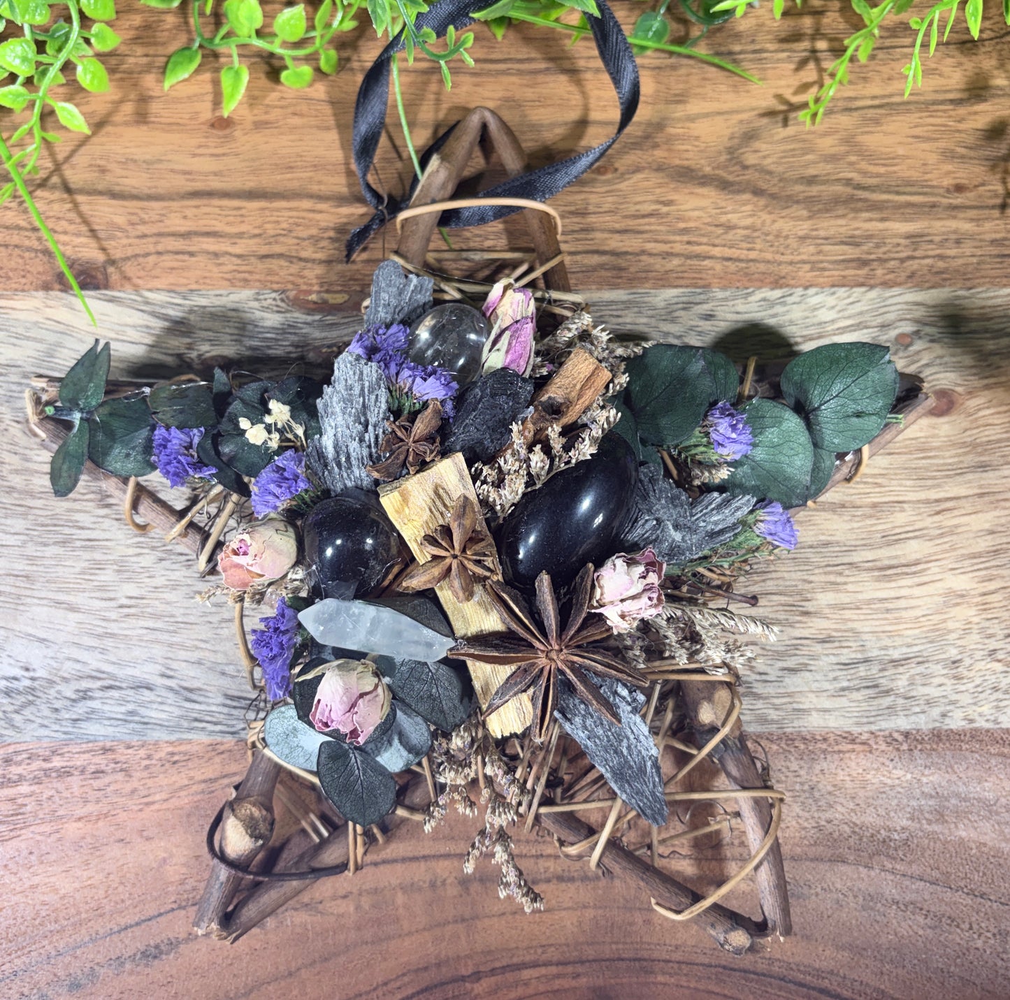 Protection Wicker Stars with Crystals and Sacred Botanicals - Protection • Energy Clearing • Sacred Space