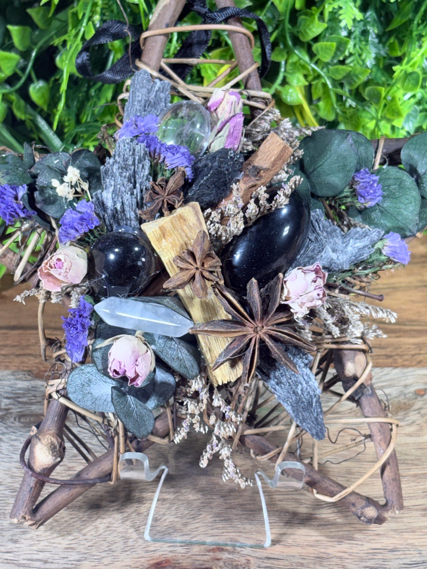 Protection Wicker Stars with Crystals and Sacred Botanicals - Protection • Energy Clearing • Sacred Space