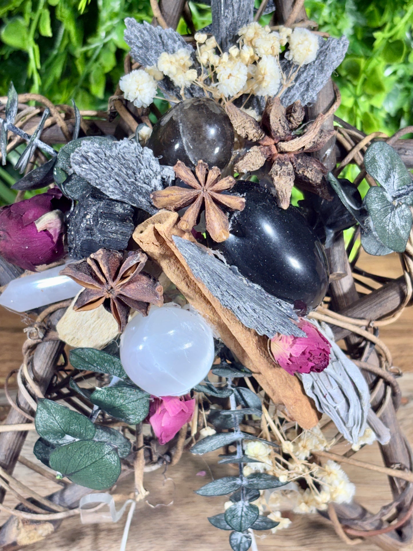 Protection Wicker Stars with Crystals and Sacred Botanicals - Protection • Energy Clearing • Sacred Space