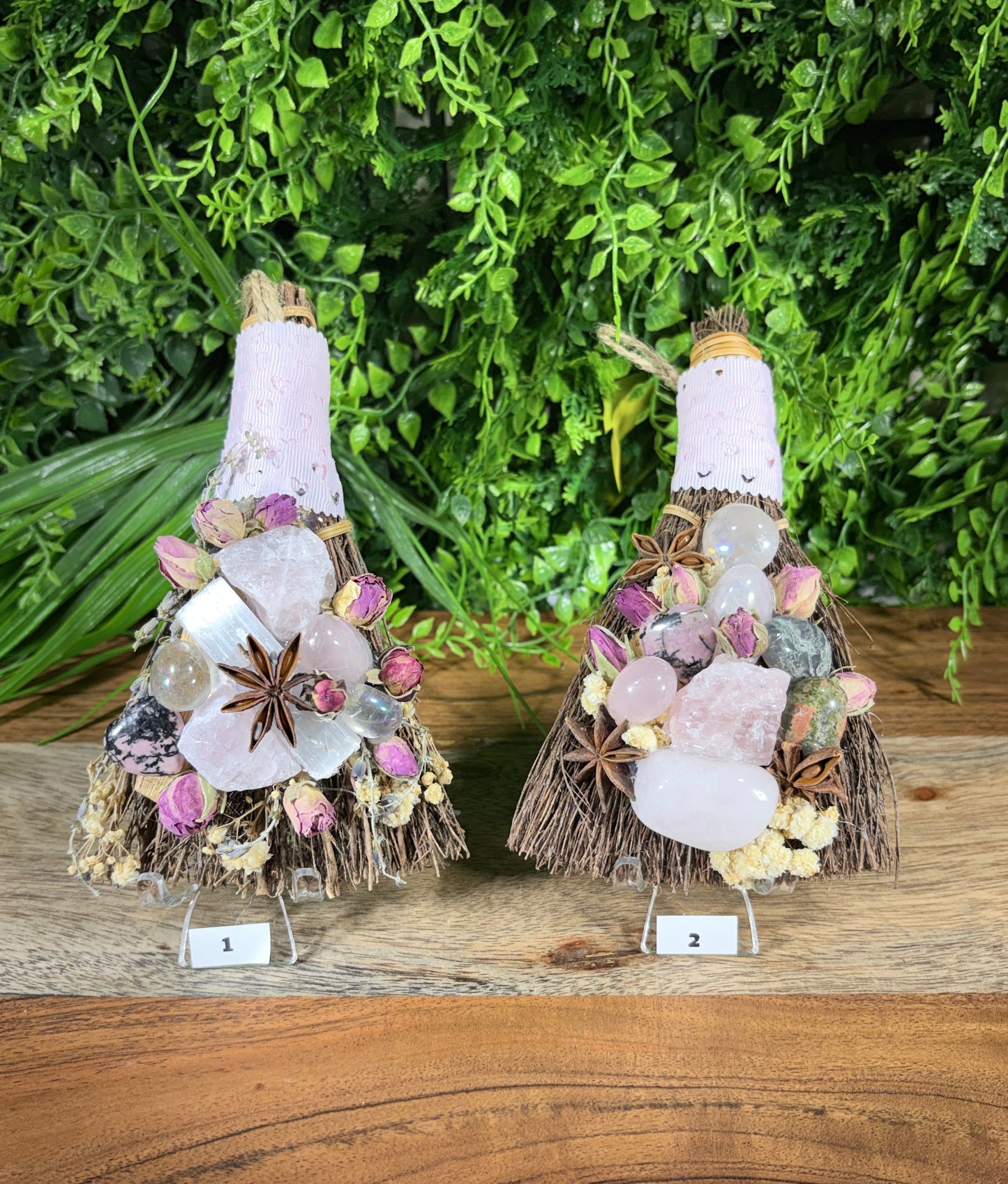 6-Inch Love & Relationship Cinnamon Brooms with Crystals - Love, Emotional Healing, Heart Connection