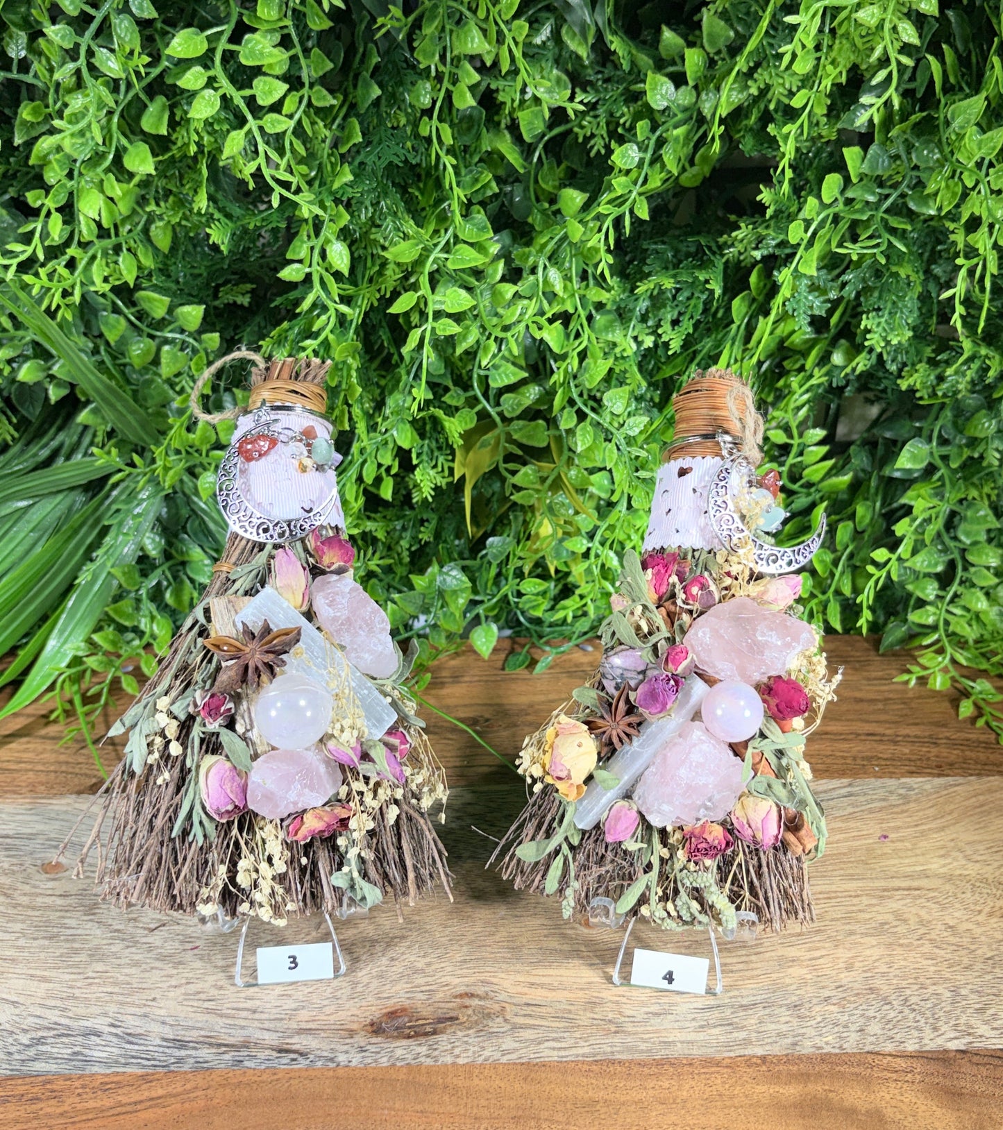 6-Inch Love & Relationship Cinnamon Brooms with Crystals - Love, Emotional Healing, Heart Connection