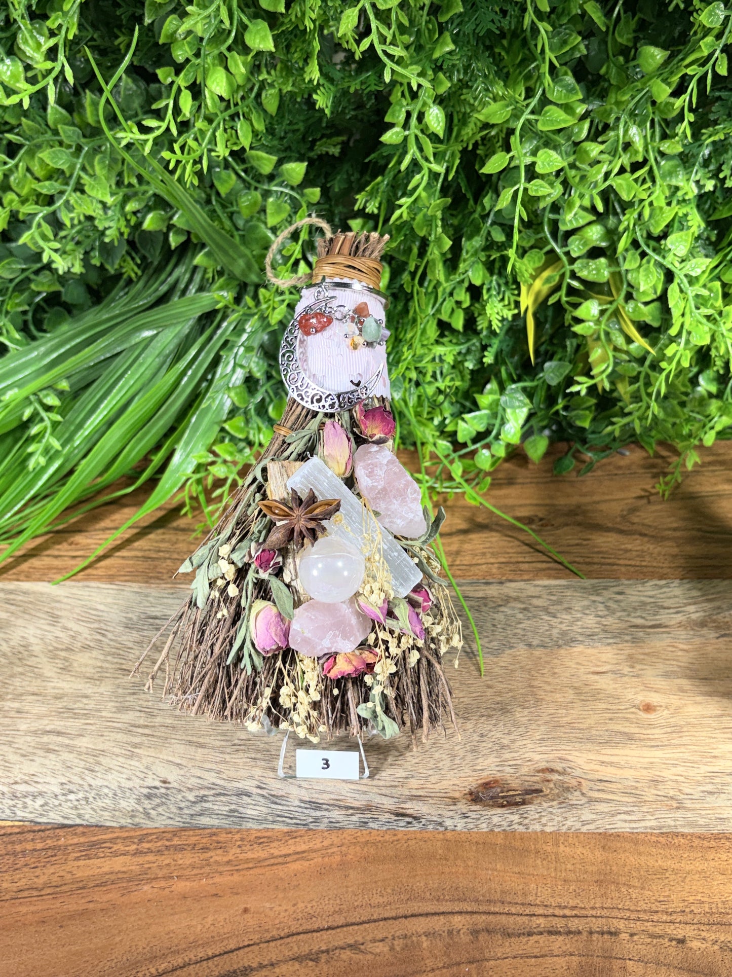 6-Inch Love & Relationship Cinnamon Brooms with Crystals - Love, Emotional Healing, Heart Connection